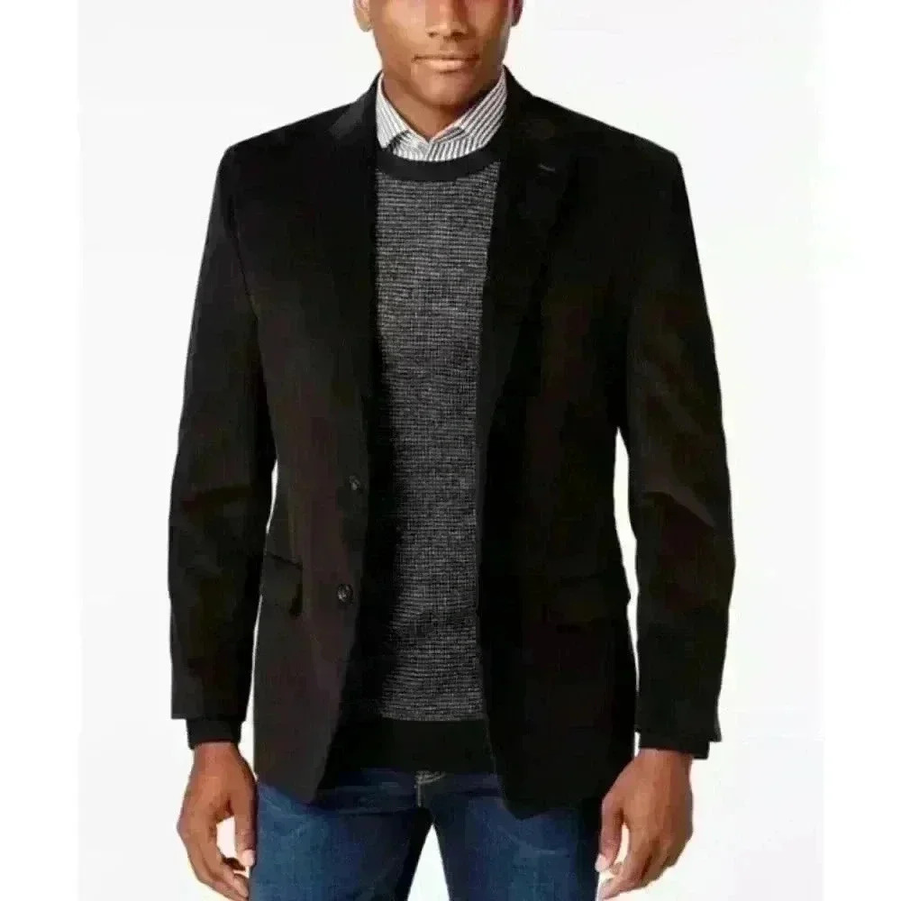 Lauren Ralph Lauren Elbow Patch Corduroy Black Sport Coat Men's Size 44L